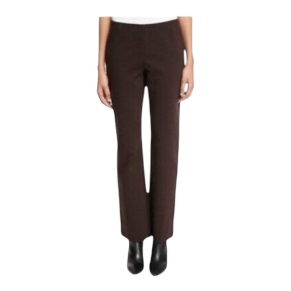 Eileen Fisher Womens Brown Straight-Leg Pants S Mid-Rise Stretch Trousers Workwe